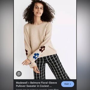 Madewell Belmore Floral Sleeve Pullover Sweater